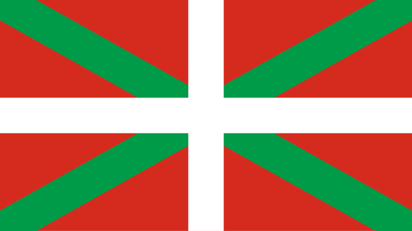 Red flag with a green diagonal cross and a white upright cross.
